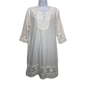 Gretchen Scott Women's size XS White Cotton Embroidered Beach Swim Cover Up